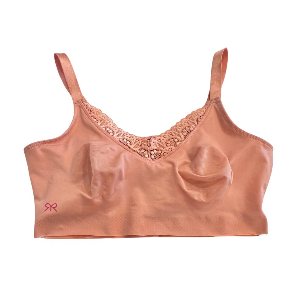 RUBY RIBBON Heritage Diva Lace Demiette Bra Sz 34 Coral 1809 Wireless Rose Pink